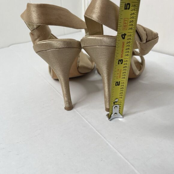 Nina Kitten Heels Shimmer Gold Bow Party Evening Y2K Peep Toe Glam 2000 8M - Picture 6 of 8